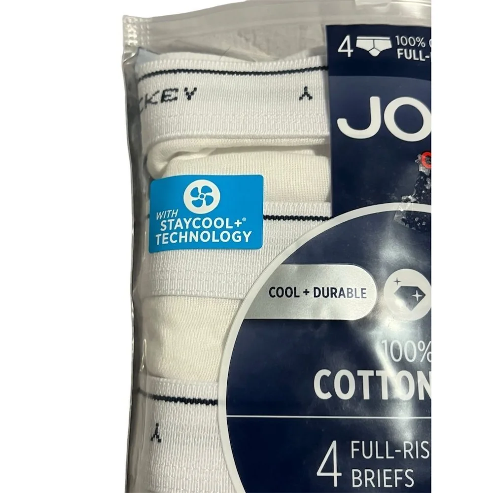 Jockey Briefs 3 Pack Mens Full Rise White Size 38